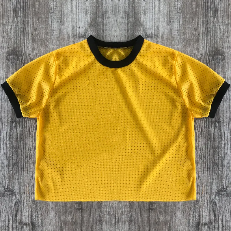 6031 - Women's Cropped Mesh Ringer Tee