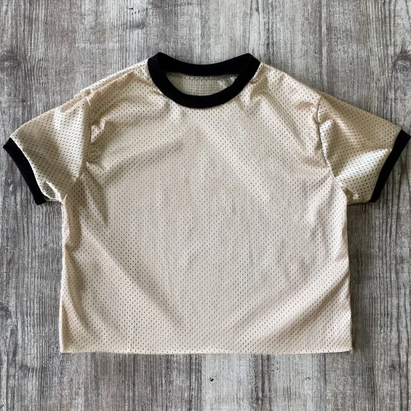 6031 - Women's Cropped Mesh Ringer Tee