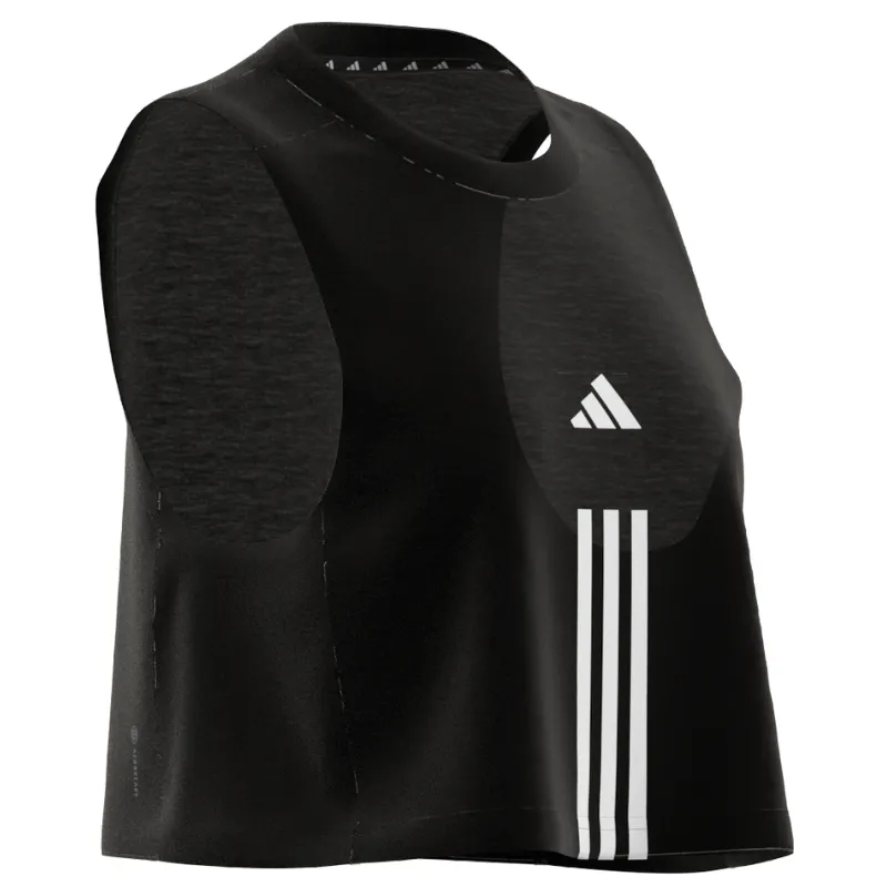 Adidas Train Essentials Train Cotton Cropped 3 Stripes Tank Top - Black/White