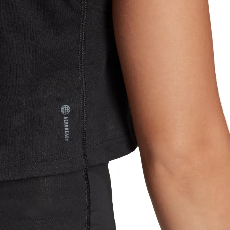 Adidas Train Essentials Train Cotton Cropped 3 Stripes Tank Top - Black/White