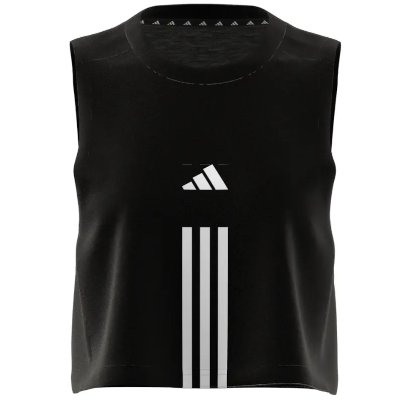 Adidas Train Essentials Train Cotton Cropped 3 Stripes Tank Top - Black/White