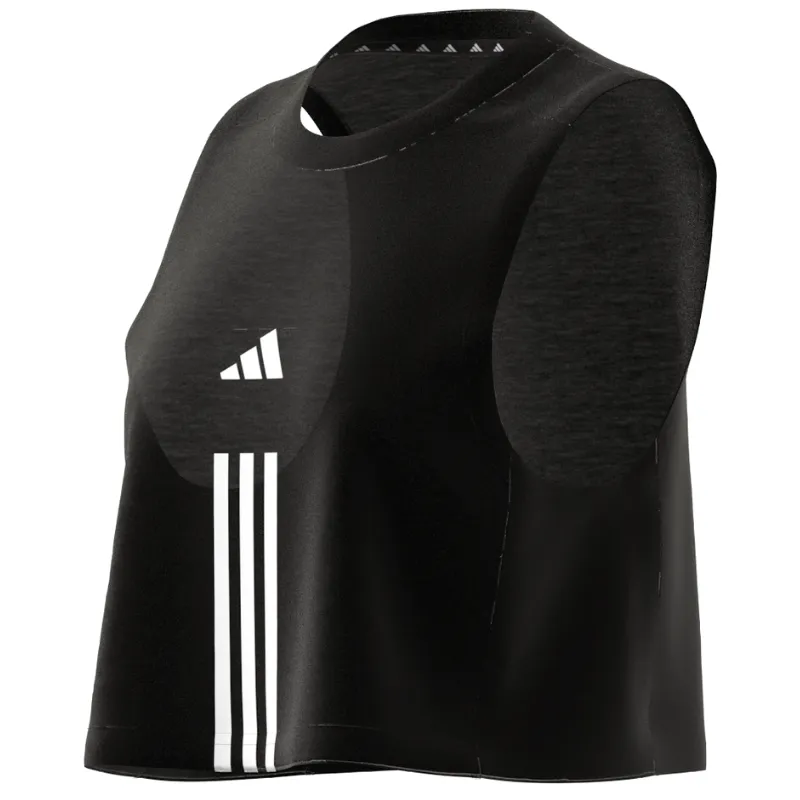 Adidas Train Essentials Train Cotton Cropped 3 Stripes Tank Top - Black/White