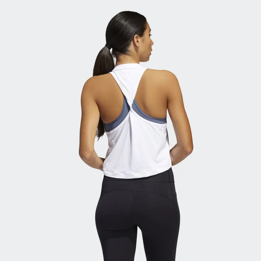 ADIDAS TWIST-BACK TANK TOP WHITE, SZ M!