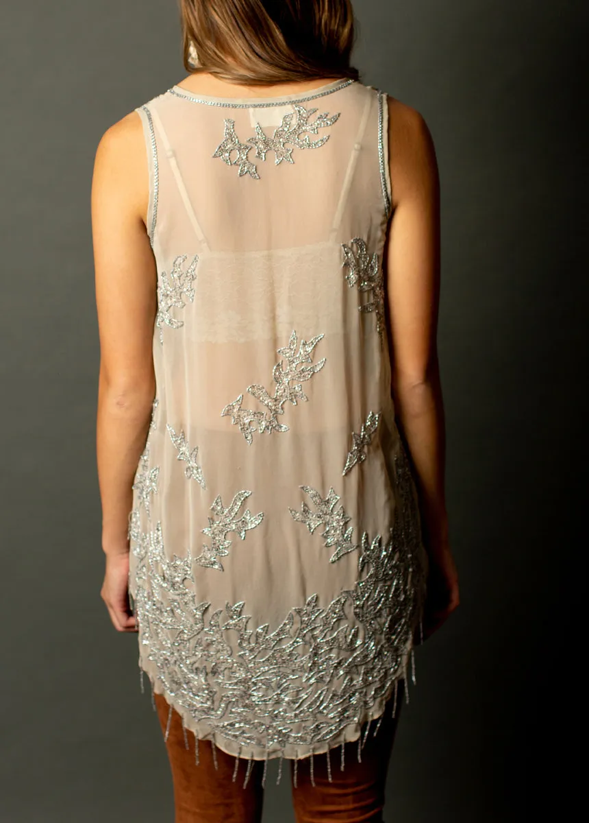 Alori Beaded Top in Silver