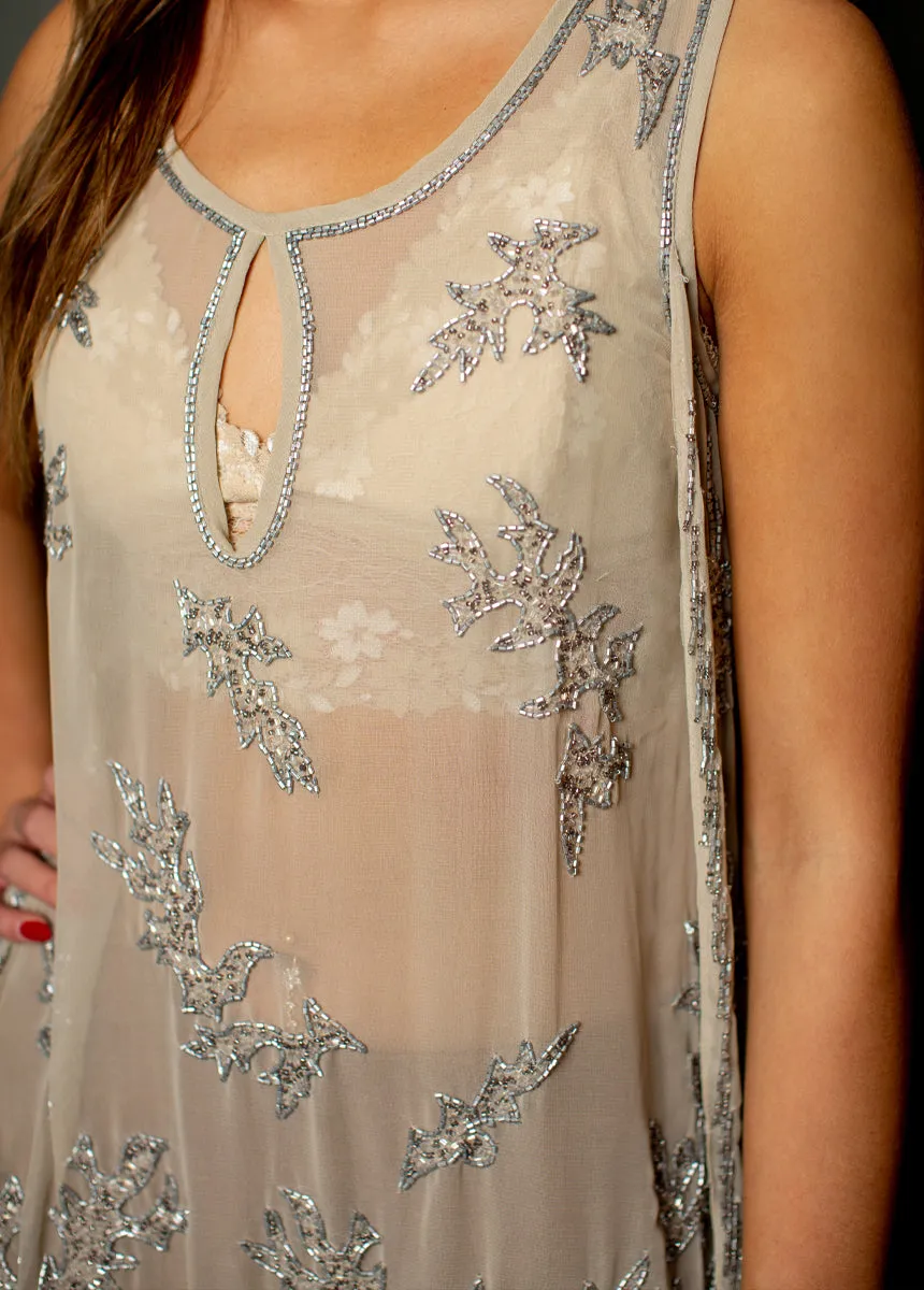 Alori Beaded Top in Silver