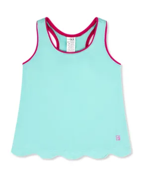 Anna Scallop Tank - Totally Turquoise, Power Pink