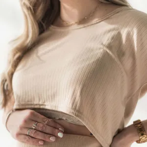 ASHER CROPPED TEE-CAMEL