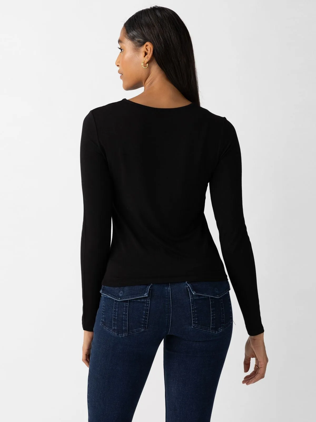 Asymetrical Neck Long Sleeve Top