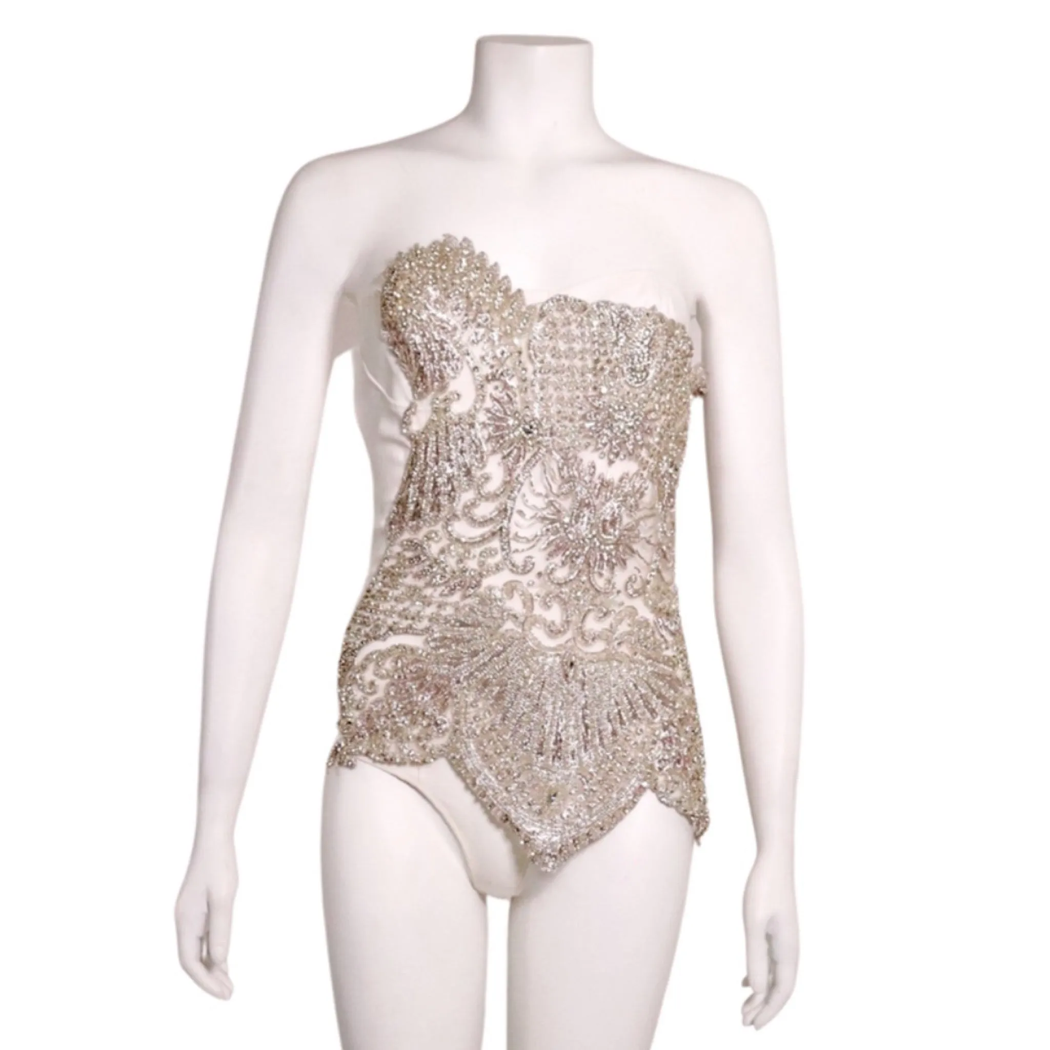 Baby White Beaded Bodysuit