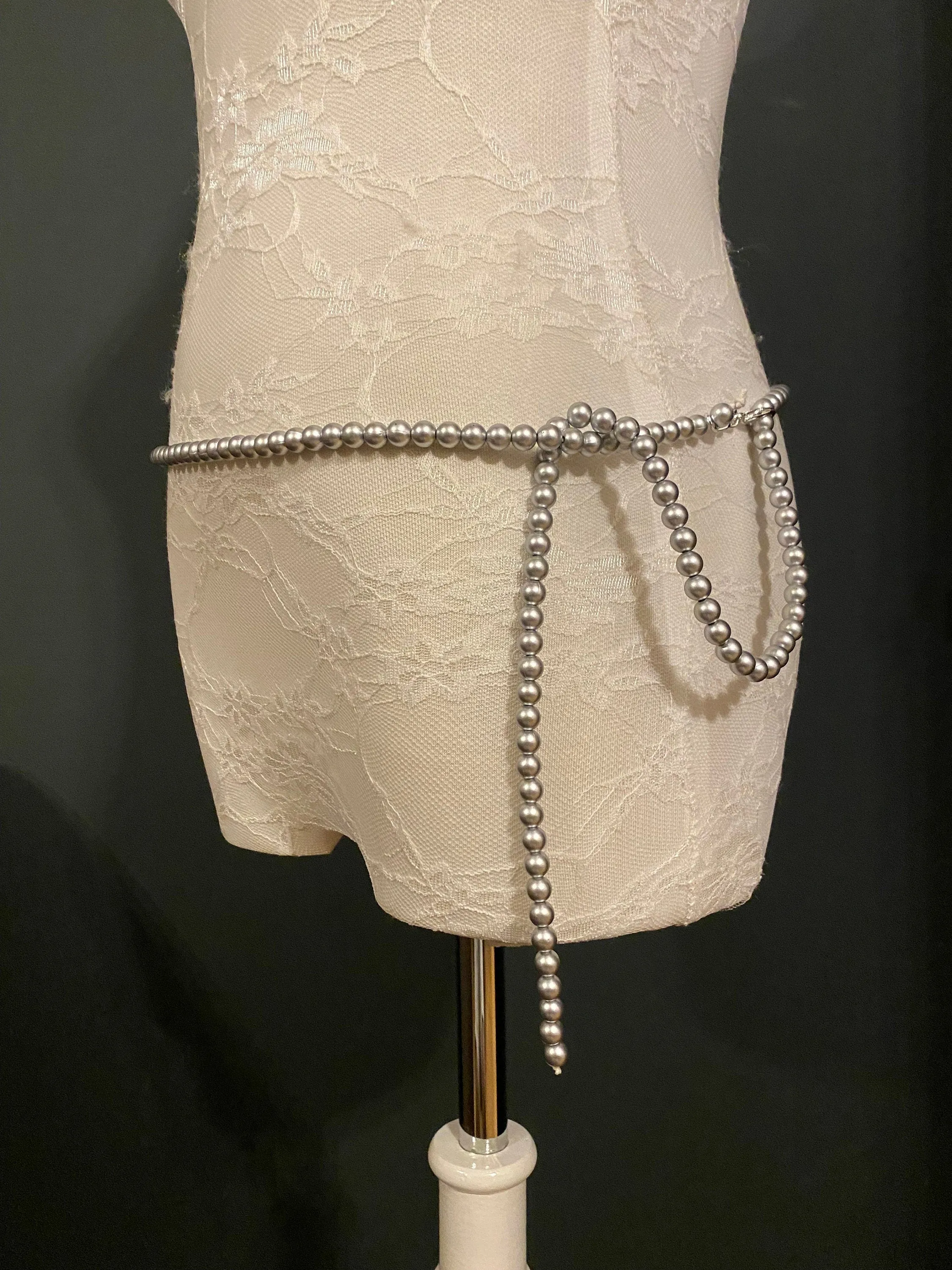 Beaded Belt, Grey Bead Belt, Fashion, FAN Design, Dress Belt, Swimwear, UK 4-32