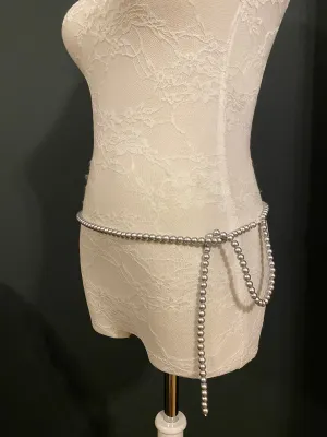 Beaded Belt, Grey Bead Belt, Fashion, FAN Design, Dress Belt, Swimwear, UK 4-32