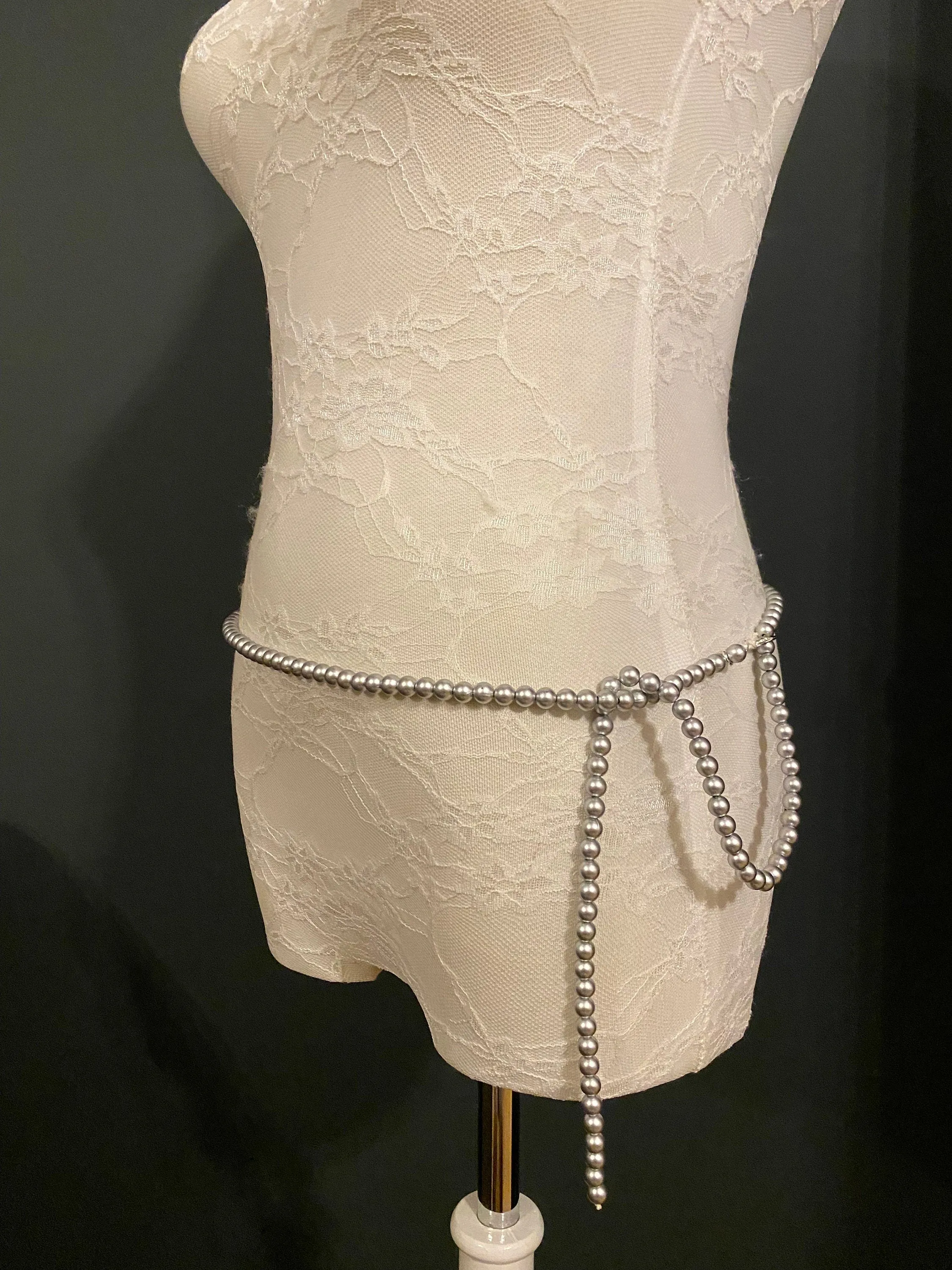 Beaded Belt, Grey Bead Belt, Fashion, FAN Design, Dress Belt, Swimwear, UK 4-32