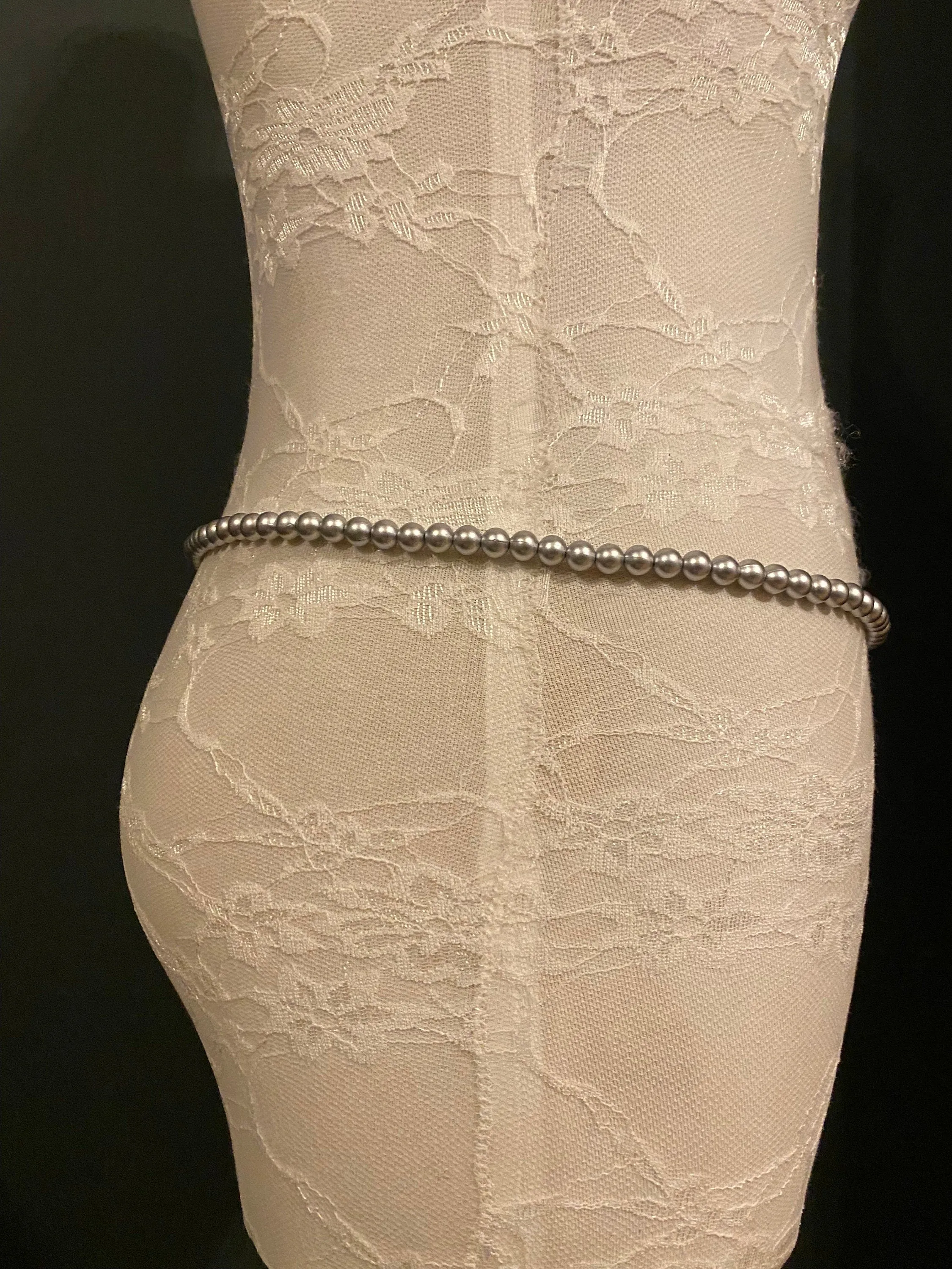 Beaded Belt, Grey Bead Belt, Fashion, FAN Design, Dress Belt, Swimwear, UK 4-32