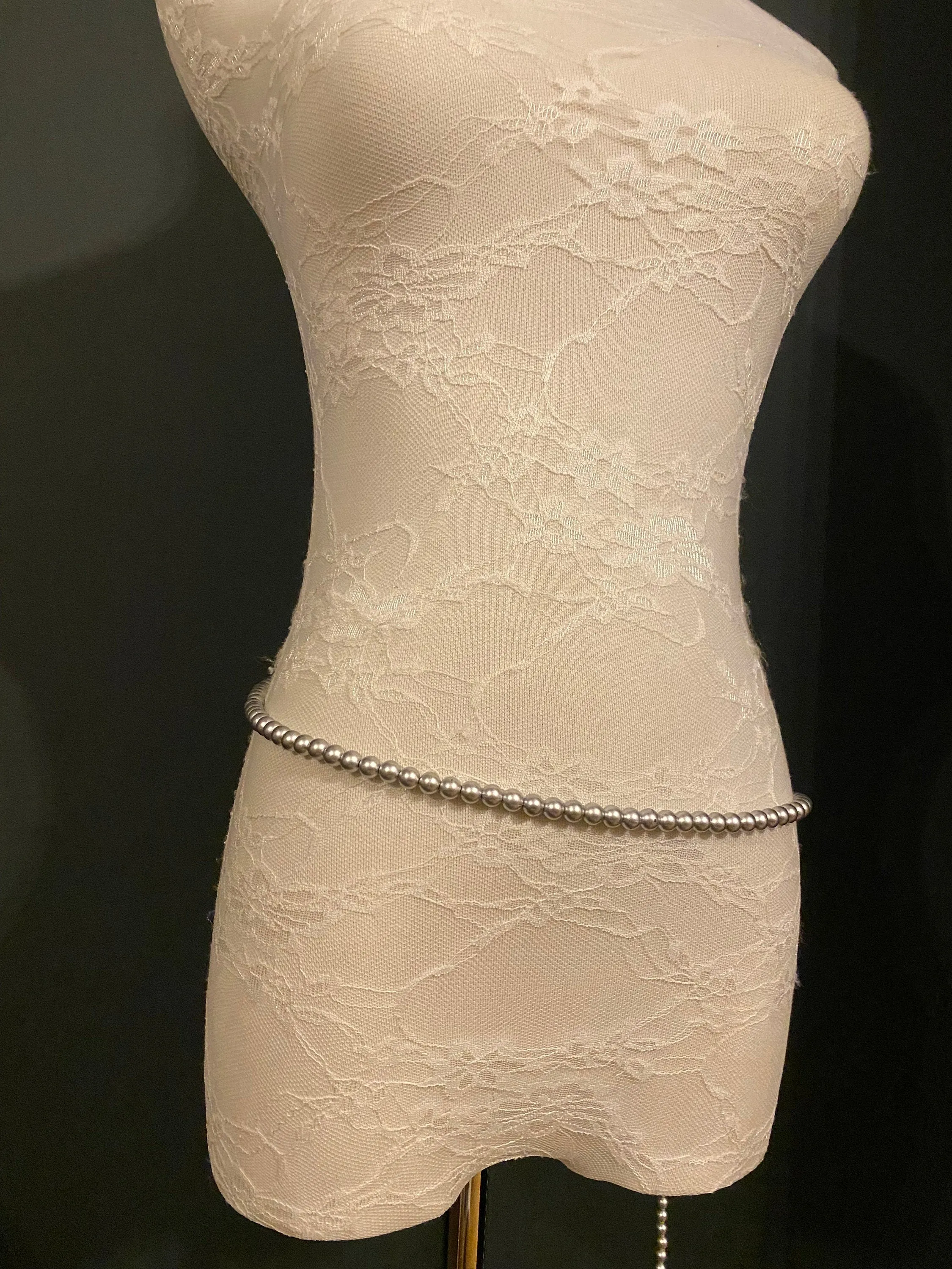 Beaded Belt, Grey Bead Belt, Fashion, FAN Design, Dress Belt, Swimwear, UK 4-32