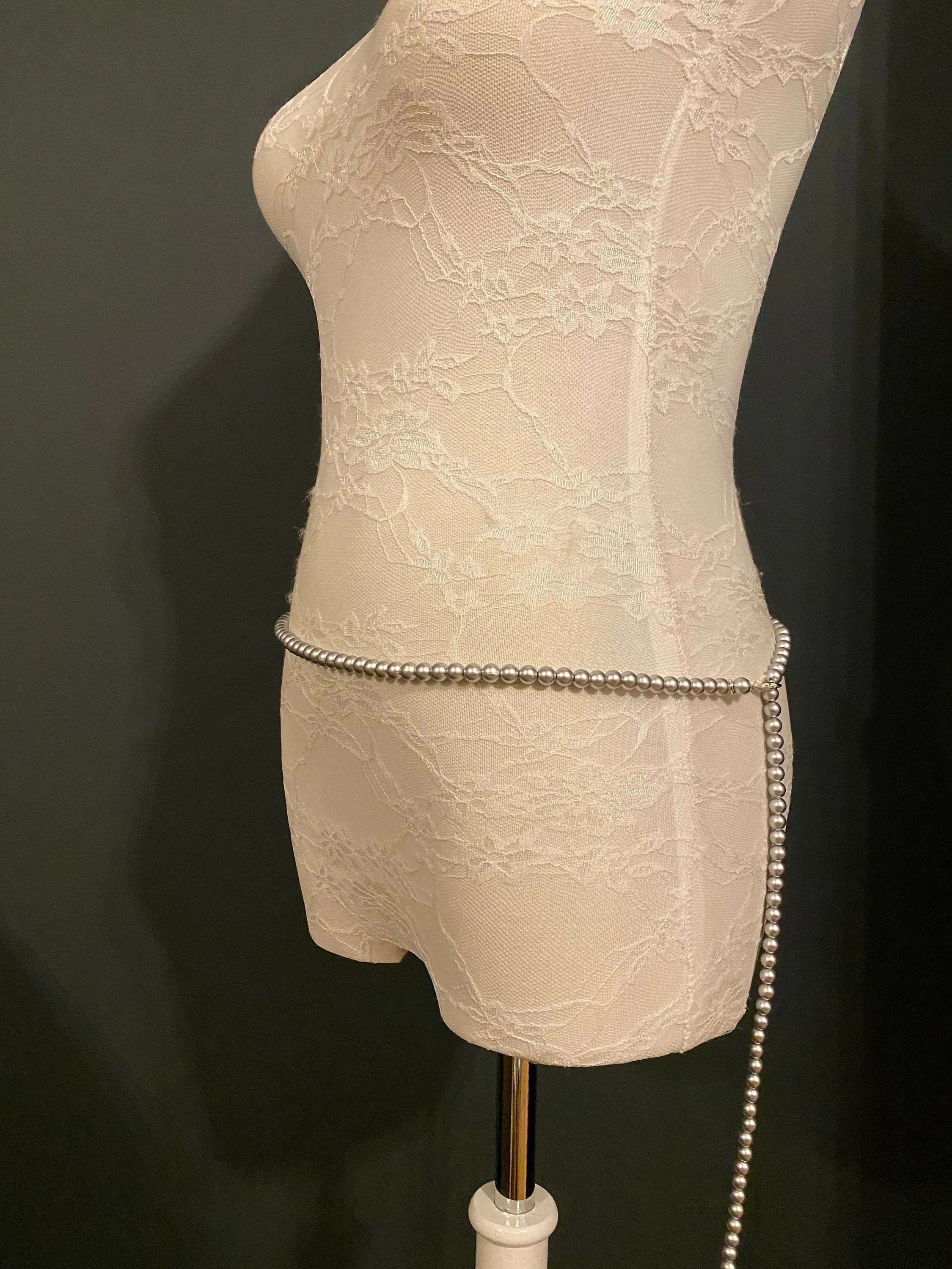 Beaded Belt, Grey Bead Belt, Fashion, FAN Design, Dress Belt, Swimwear, UK 4-32