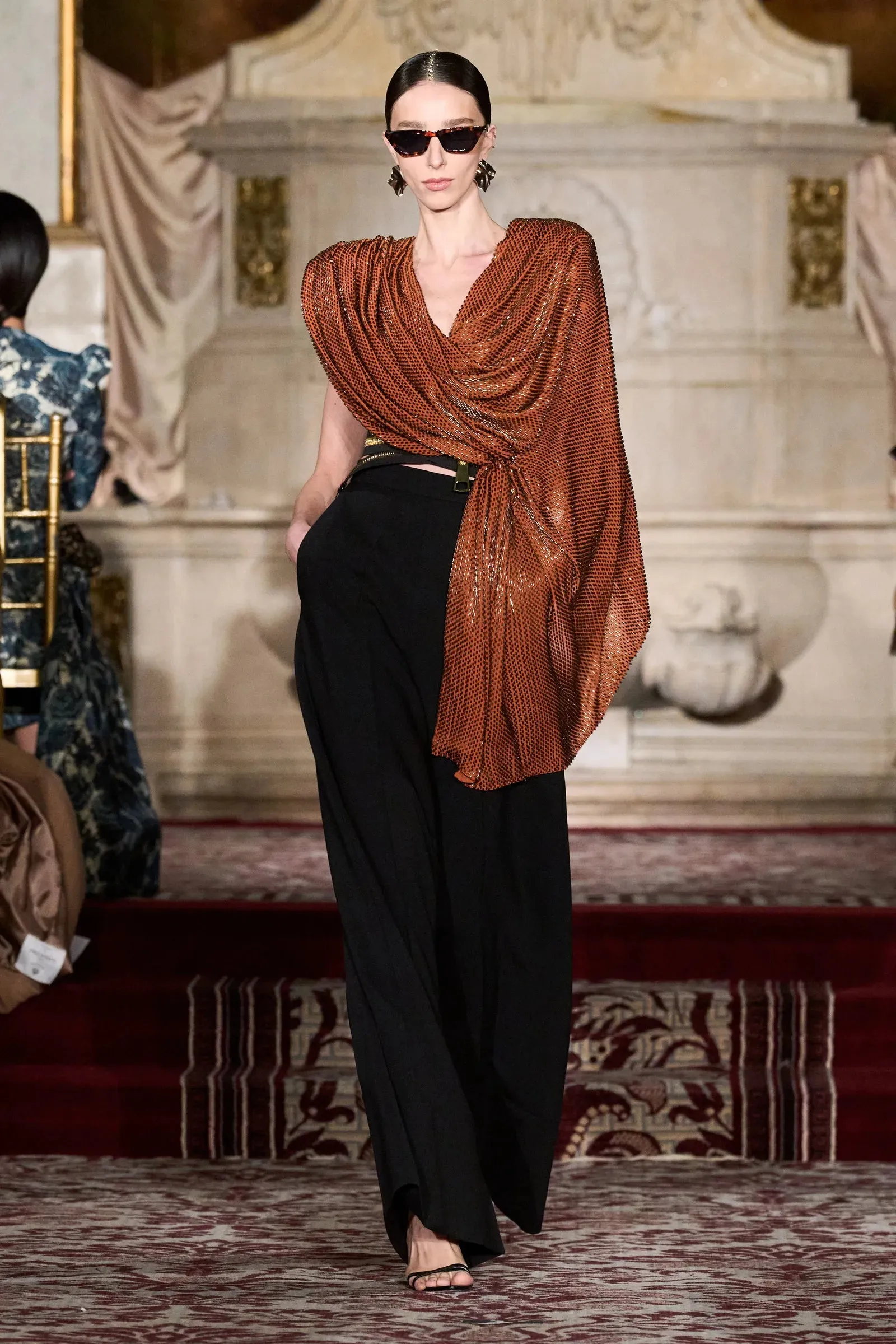 Beaded Copper Draped Top