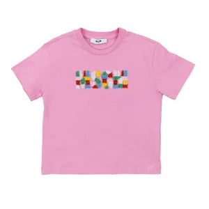 Beaded logo pink t-shirt by MSGM