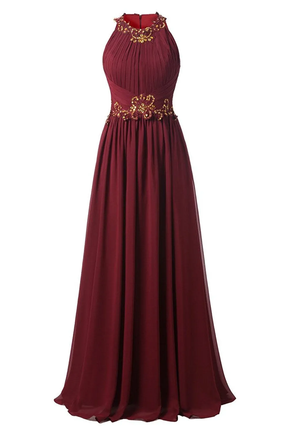 Beaded Long Chiffon Jewel Prom Evening Dress