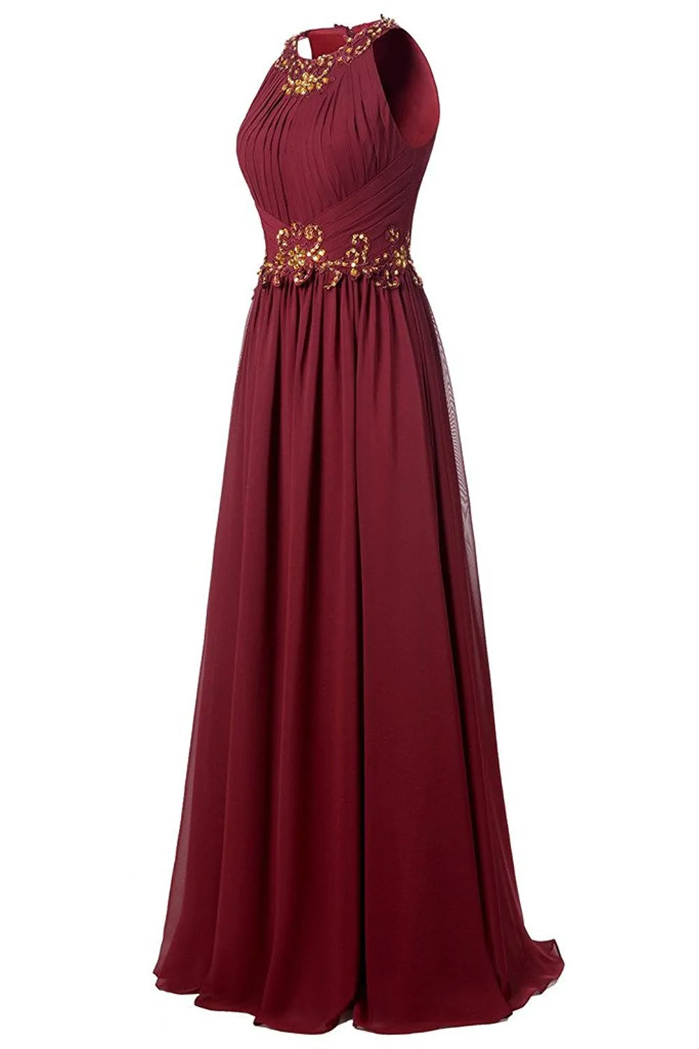 Beaded Long Chiffon Jewel Prom Evening Dress