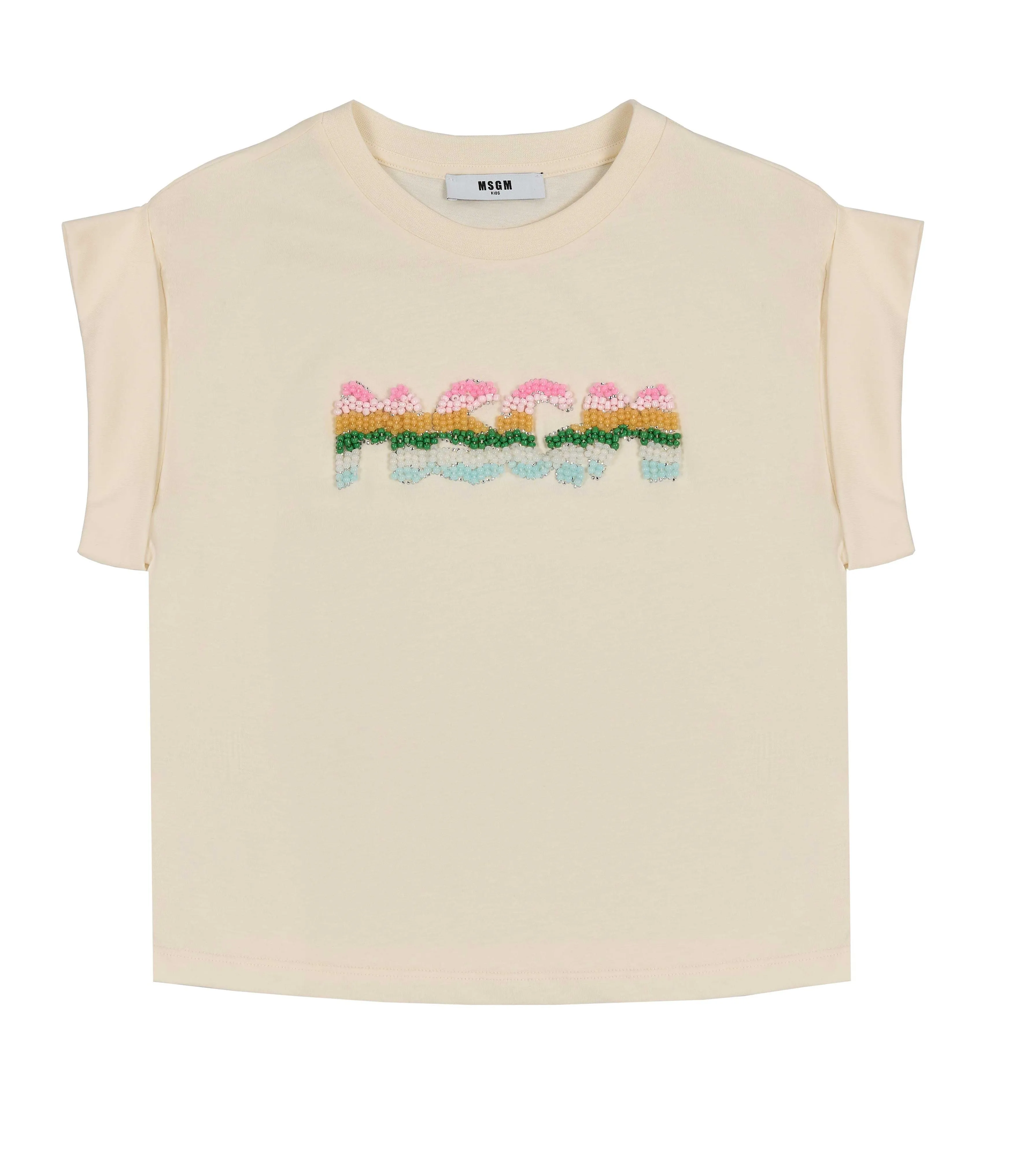 Beaded print cream t-shirt by MSGM