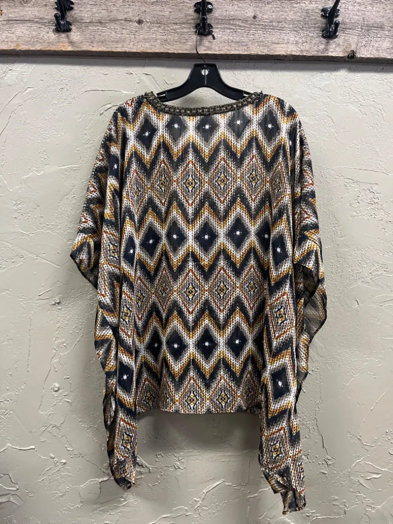 BEADED SEMI SHEER PONCHO
