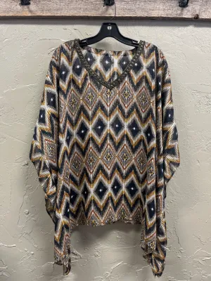 BEADED SEMI SHEER PONCHO