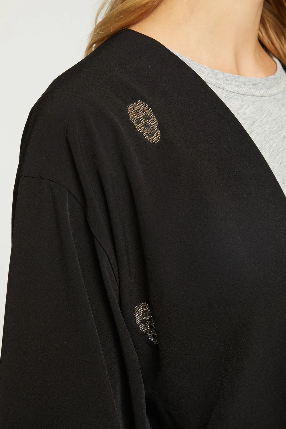 Beaded Skulls Open Bed Jacket