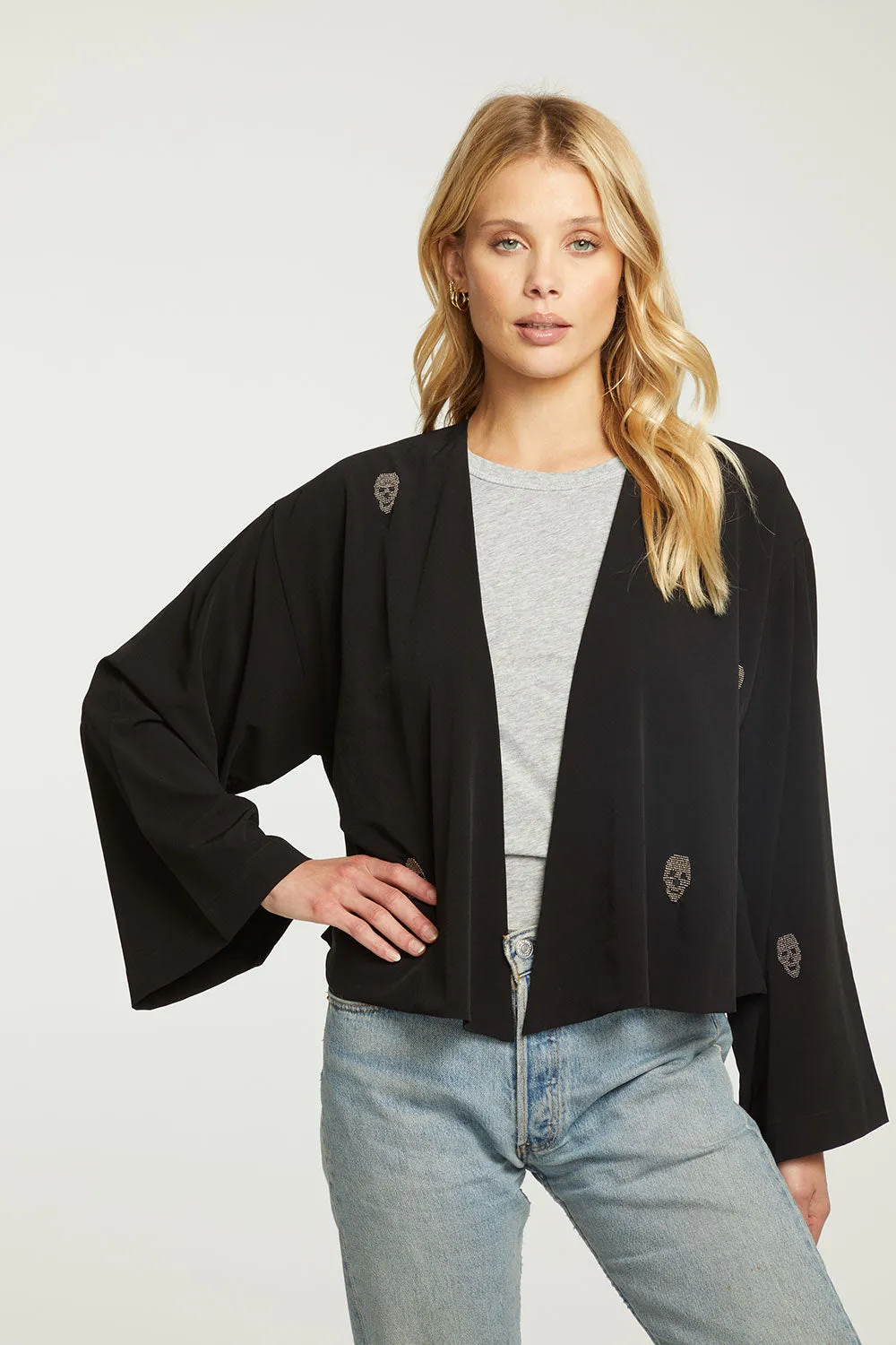 Beaded Skulls Open Bed Jacket