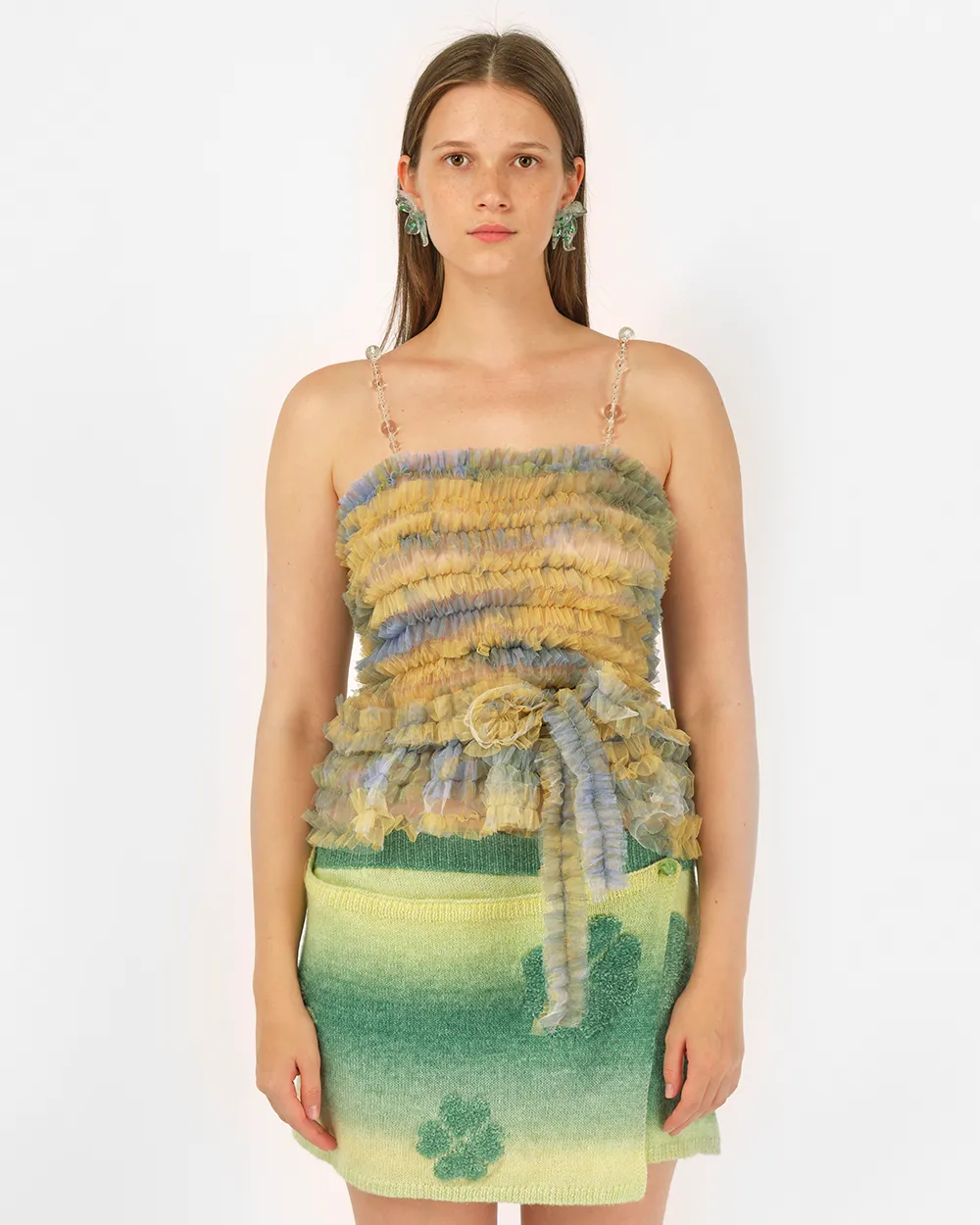 BEADED SMOCKED STRAP TOP