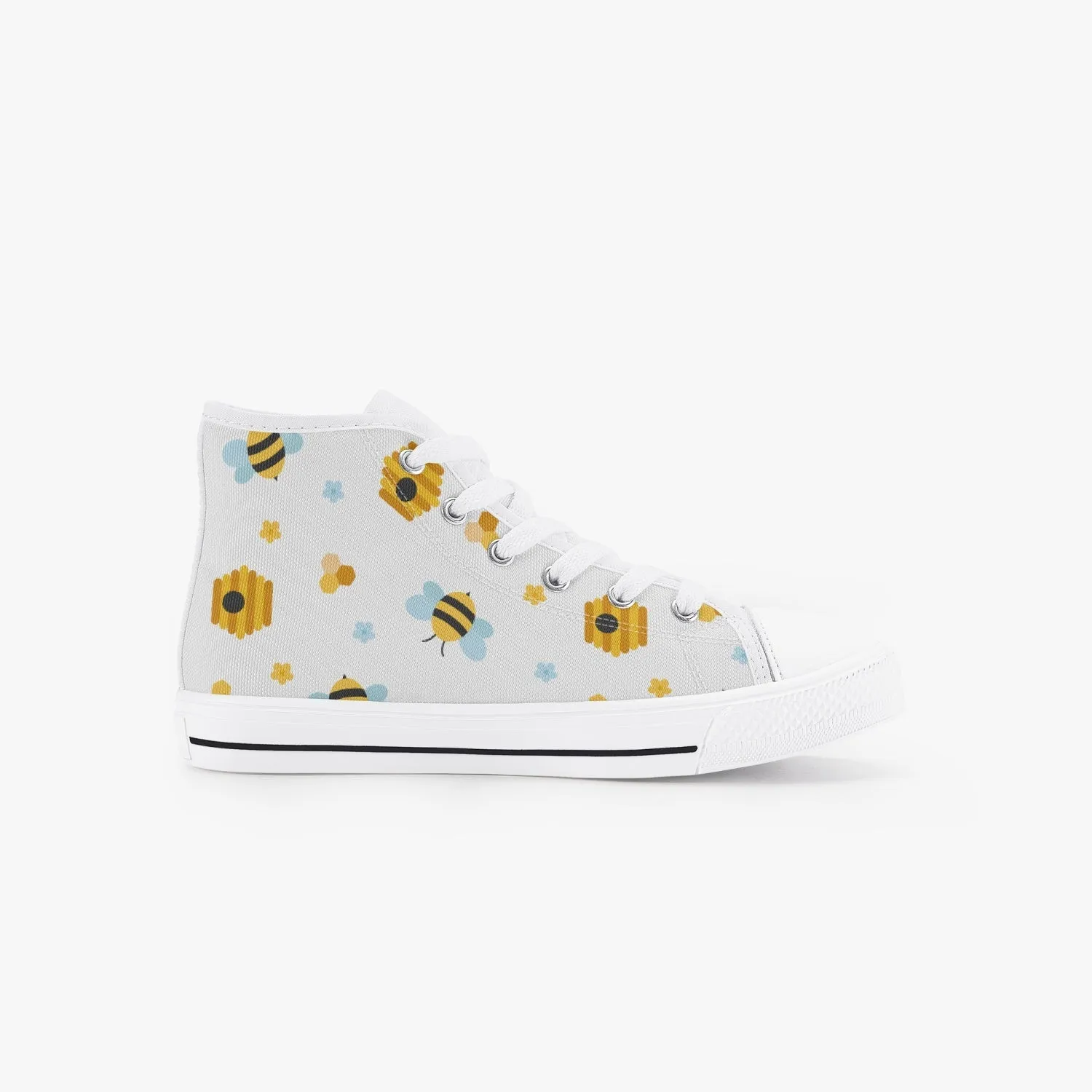 Bee hive Kid’s High-Top Canvas Shoes