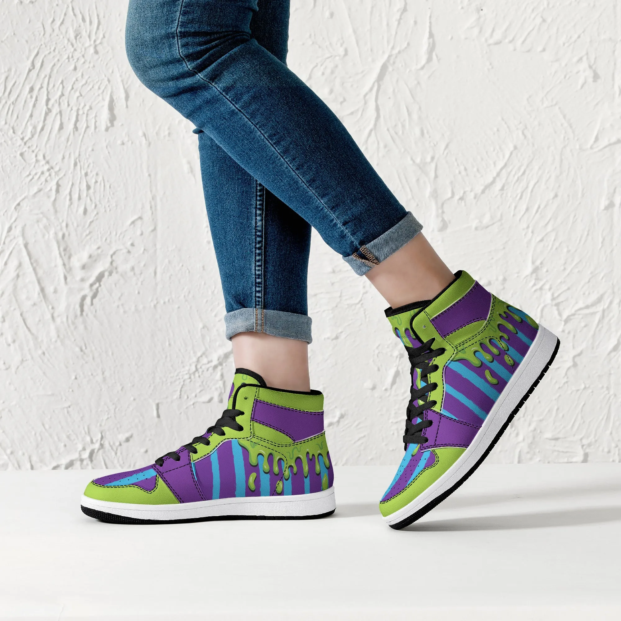 Beetlejuice Teal/Purple High-Top Faux Leather Sneakers /Unisex / - Black NEW