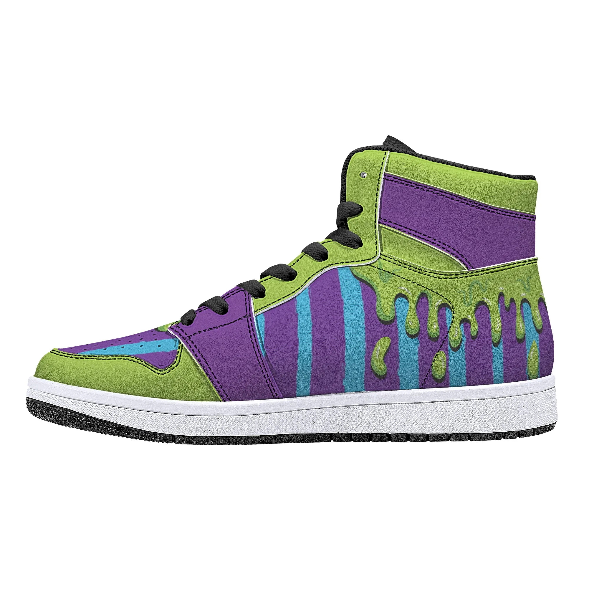 Beetlejuice Teal/Purple High-Top Faux Leather Sneakers /Unisex / - Black NEW