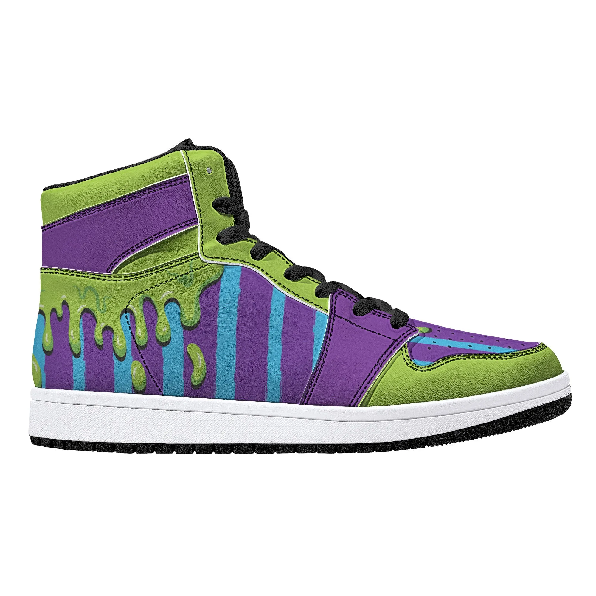 Beetlejuice Teal/Purple High-Top Faux Leather Sneakers /Unisex / - Black NEW