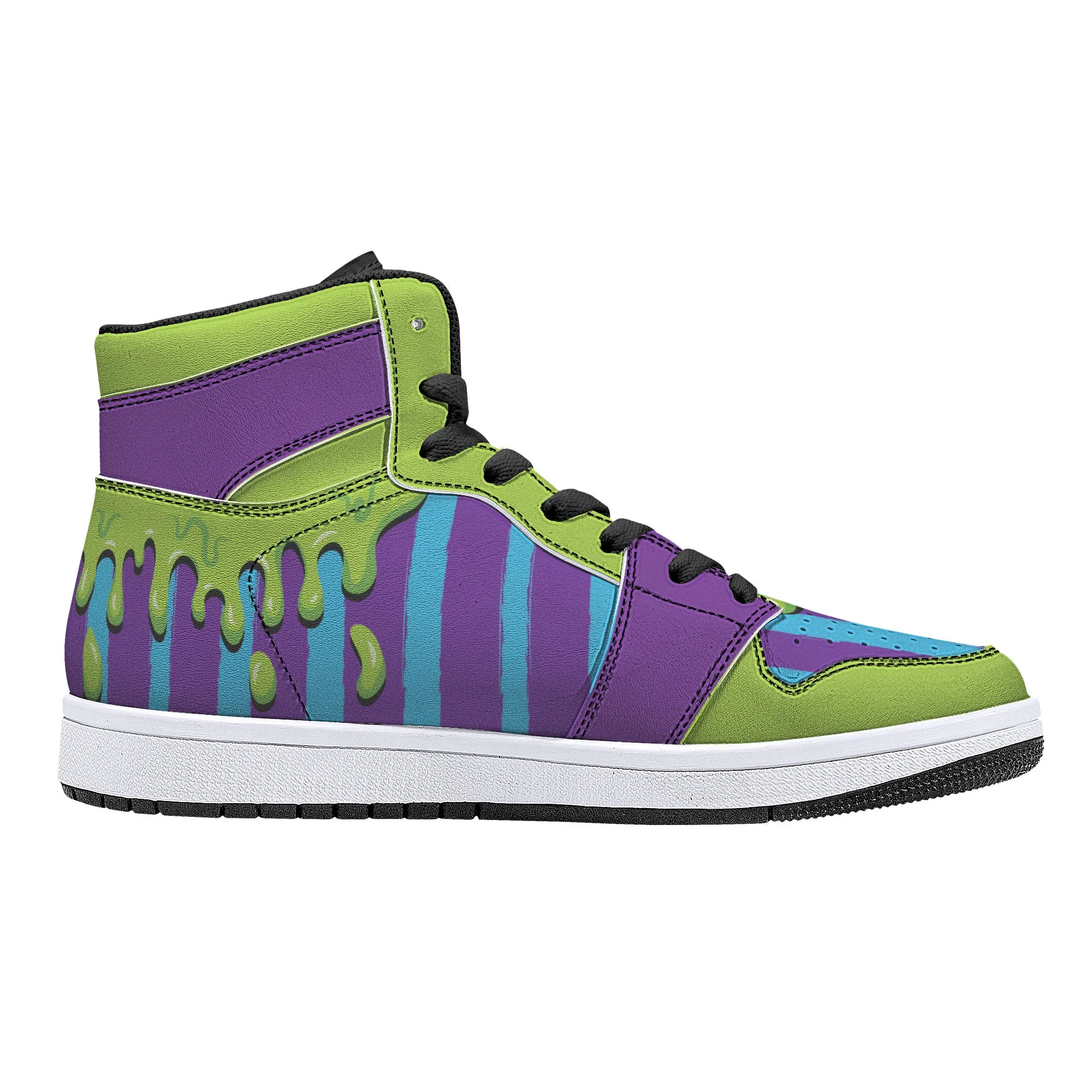 Beetlejuice Teal/Purple High-Top Faux Leather Sneakers /Unisex / - Black NEW