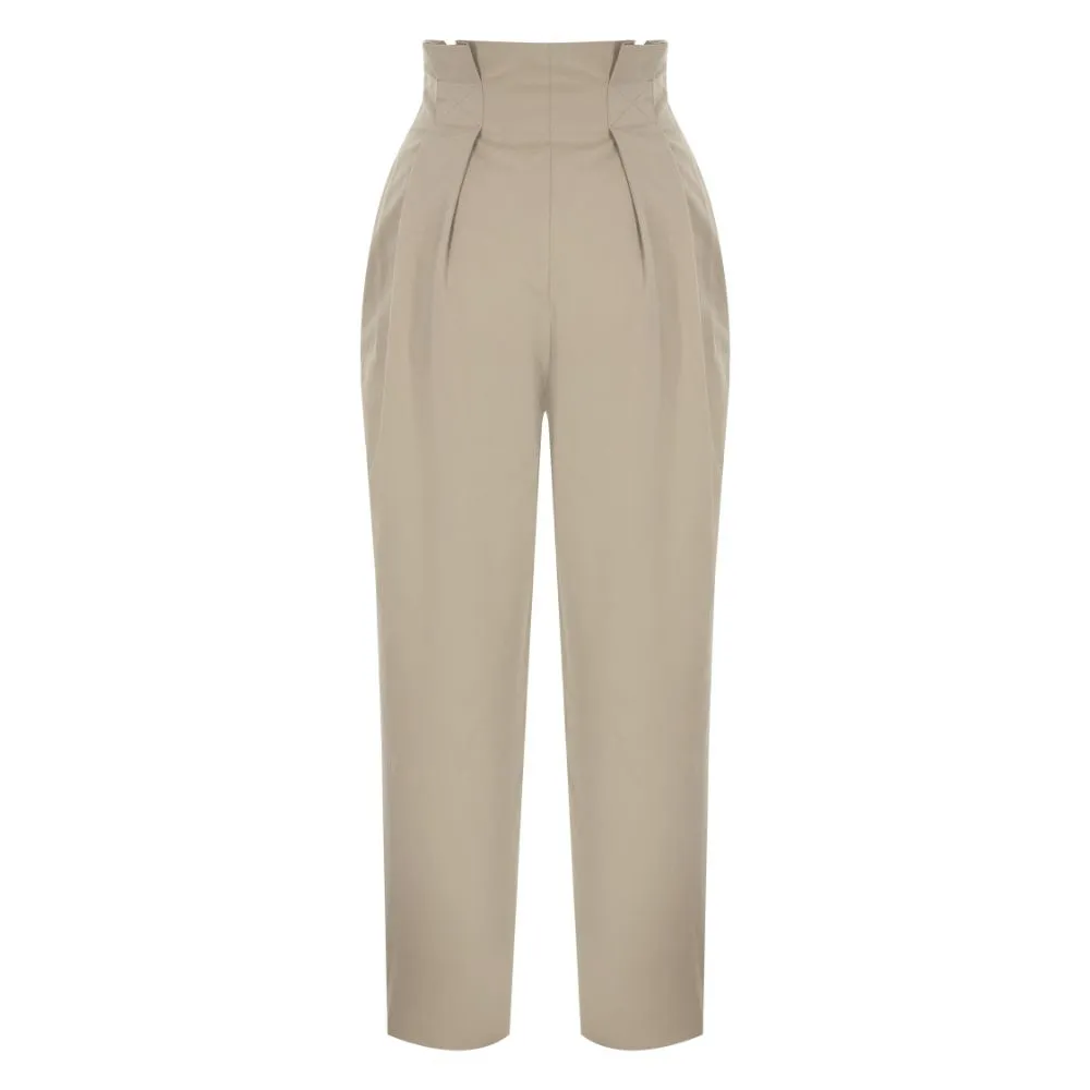 Beige High-Rise Canvas Pant