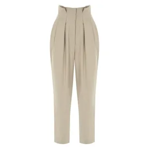 Beige High-Rise Canvas Pant