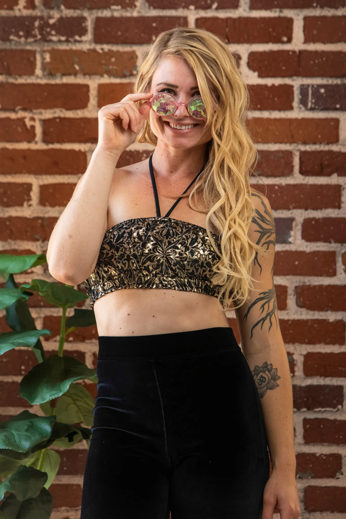 Black and Gold Shimmer Brocade Bandeau