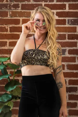 Black and Gold Shimmer Brocade Bandeau