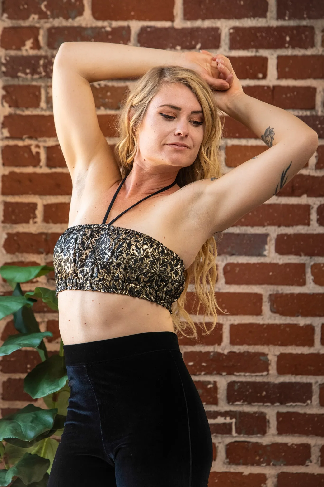 Black and Gold Shimmer Brocade Bandeau
