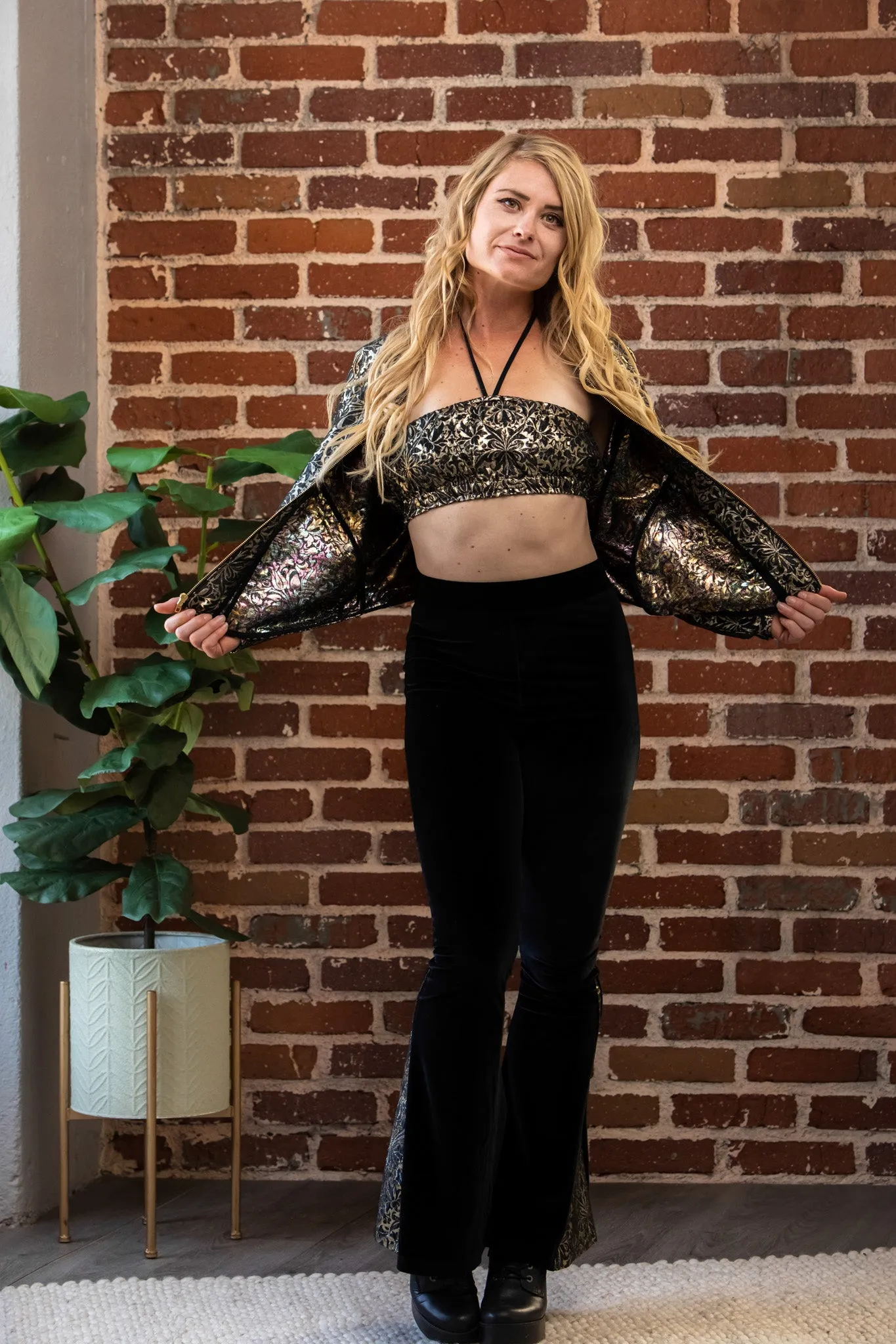 Black and Gold Shimmer Brocade Bandeau