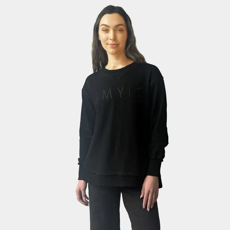 Black Embroidered Sweatshirt- Amyic