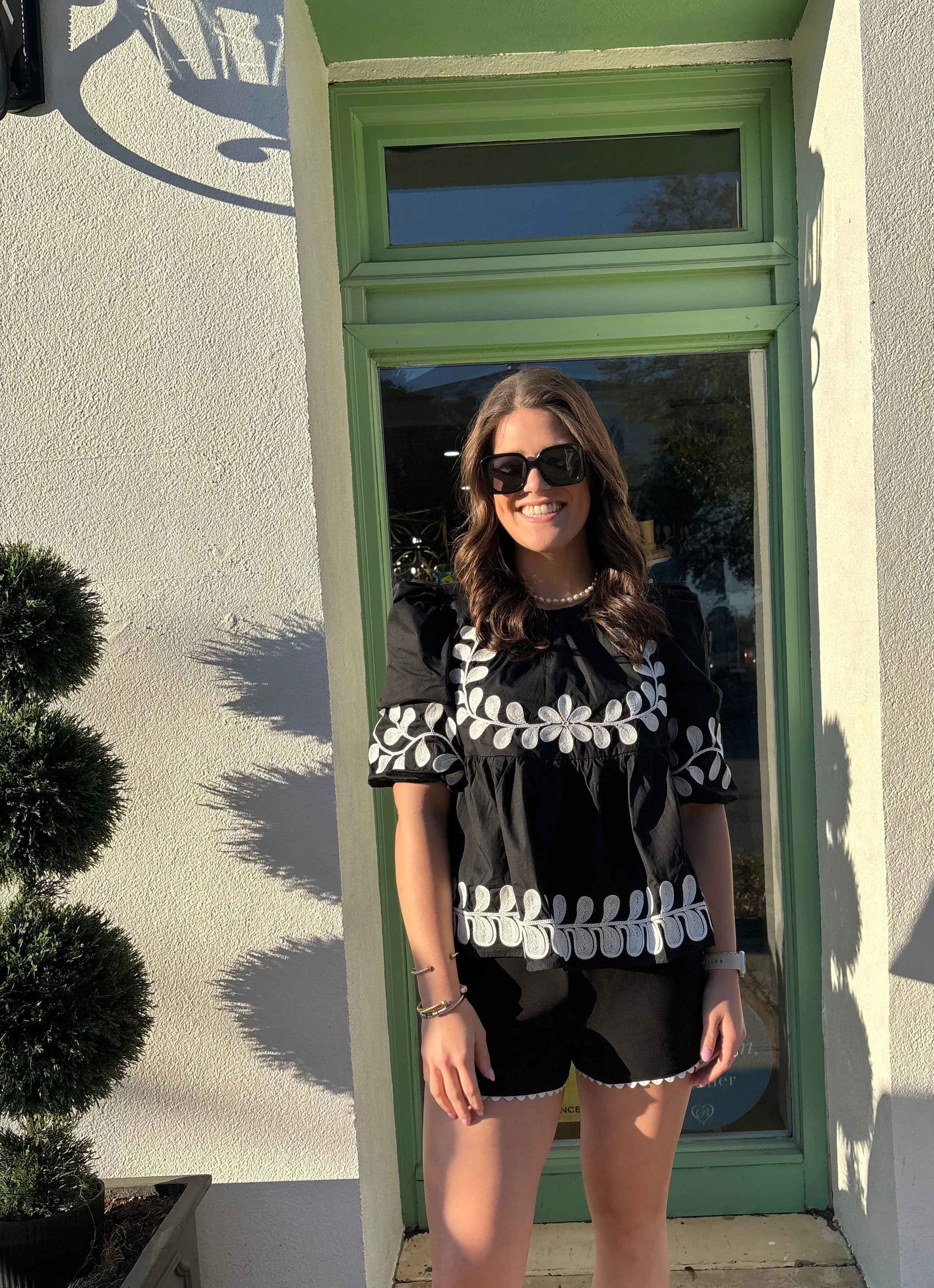 Black Embroidered Top