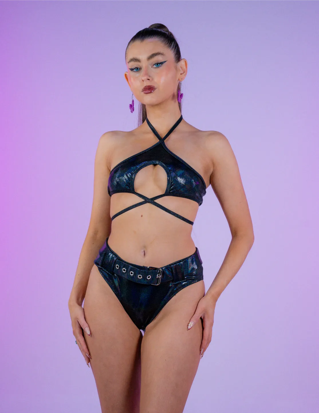 Black Spectrum Underboob Top