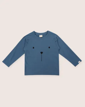 Blue Bear Face Print Top