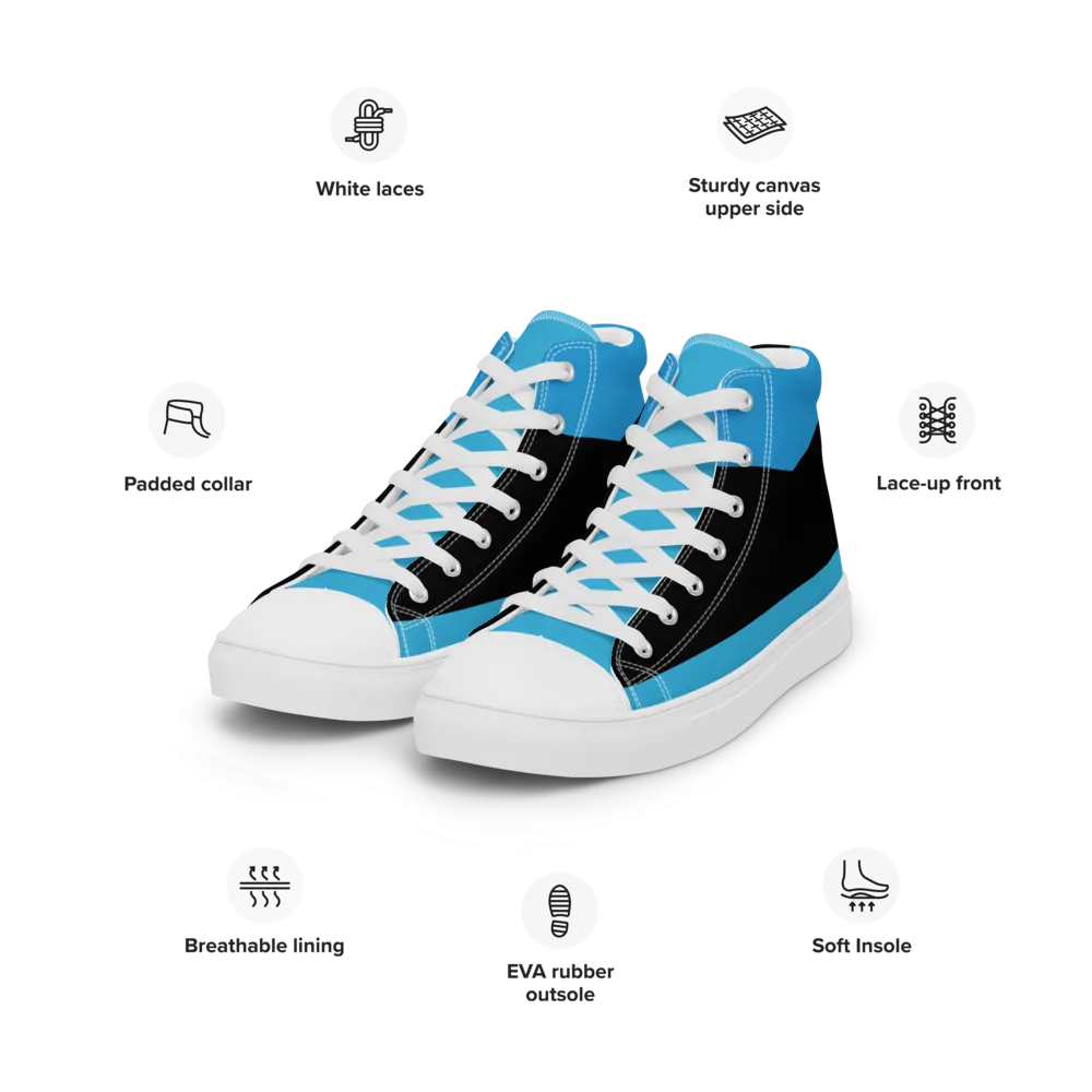 Blue Retro High Top Shoes
