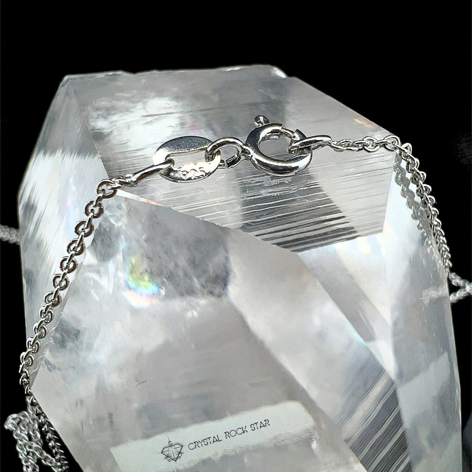 Blue Sapphire Sparkle Wand Sterling Silver Necklace