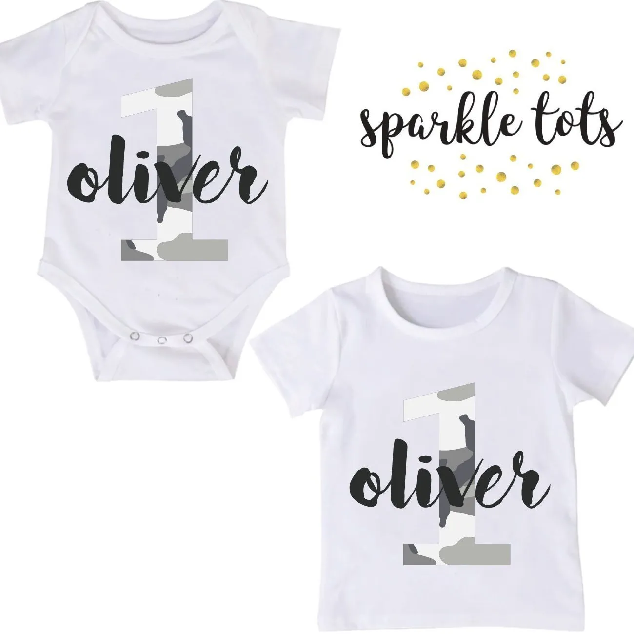 Boys Army Print Birthday Shirt