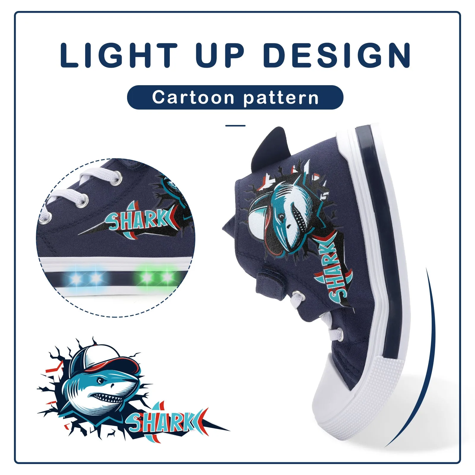 Boys Light Up High Top Canvas Shoes