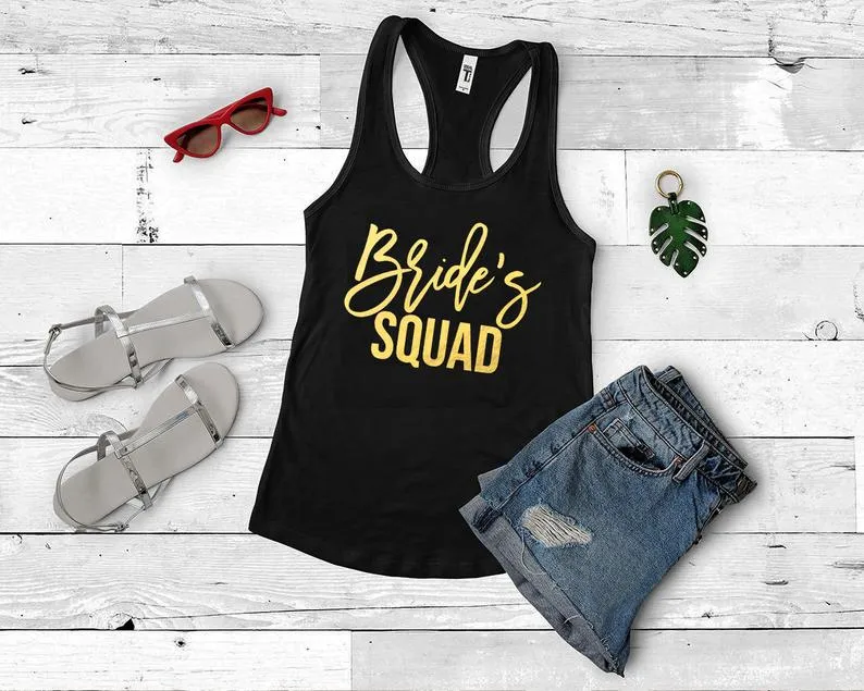 Bride Bride Squad Matching Tanks, Bridal Party Wedding Party Tank Tops, Custom Matching Bridesmaid Tanks