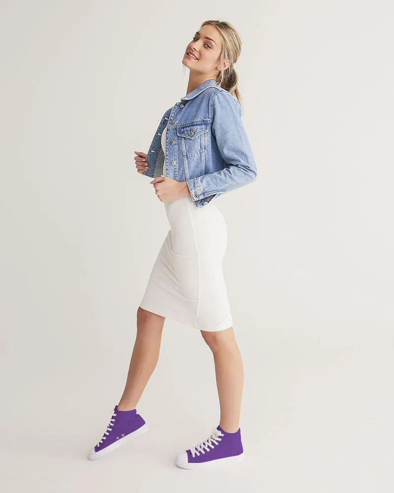 Bright Violet Women's High-top Canvas Sneakers | Women's | Bright Pure Violet | C75M100Y0K0